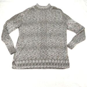 LEO & NICOLE WOMENS GRAY MOCK NECK CABLE KNIT ACRYLIC BLEND SWEATER SIZE XL